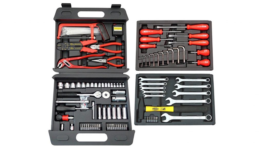 Famex Universal Werkzeugkoffer - Werkzeugkoffer mit 2 herausnehmbaren Koffereinsätzen und reichhaltiger Universal-Werkzeugbestückung