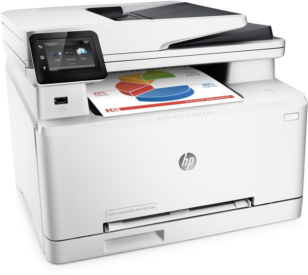 HP Color LaserJet Pro M277dw Farblaserdrucker Multifunktionsgerät (Drucker, Scanner, Kopierer, Fax, WLAN, LAN, Duplex, HP ePrint, Airprint)